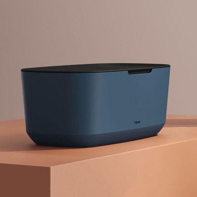 Tiger Tess Boîte de rangement avec couvercle autoportante Bleu Noir