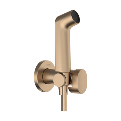 Hansgrohe Bidet - handdouche - 1jet S - ecosmart - voor koud water - met porter en doucheslang - 125 cm - geborsteld brons