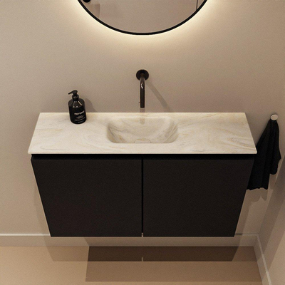 MONDIAZ TURE-DLUX Meuble de toilette 80 cm Urban. EDEN vasque Ostra position milieu. Sans trou de robinet.