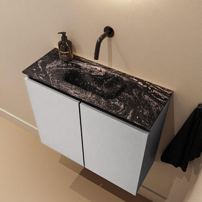 MONDIAZ TURE-DLUX 60cm toiletmeubel Plata. EDEN wastafel Lava positie midden. Zonder kraangat.