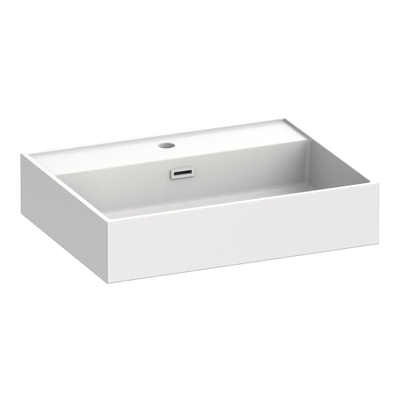 BRAUER Gravity lavabo 60x46x2cm - 1 cuve - 1 trou de robinet - marbre minéral - blanc soyeux