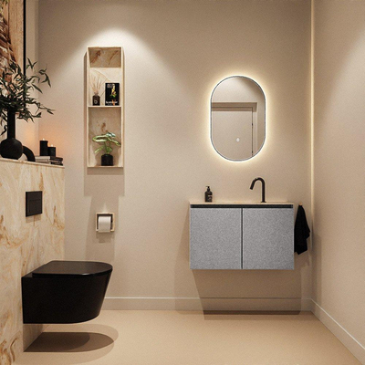 MONDIAZ TURE-DLUX 80cm toiletmeubel Plata. EDEN wastafel Frappe positie midden. Met 1 kraangat.