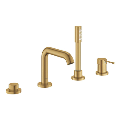 Grohe Essence New Afbouwdeel - voor 4-gats badrandcombinatie - met omstel - inclusief baduitloop - handdouche - doucheslang 200cm - brushed cool sunrise (goud)