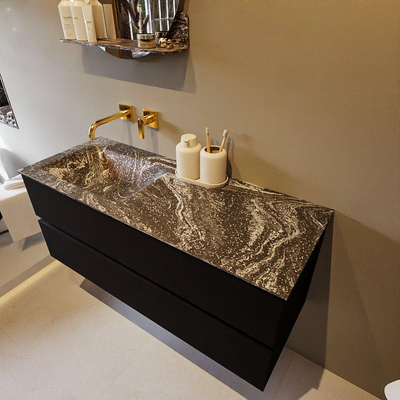 Mondiaz VICA-DLUX Badkamermeubelset - 120cm - urban - 2 lades - Inbouw wastafel CLOUD - links - zonder kraangat - kleur Lava - XL versie 60cm hoog