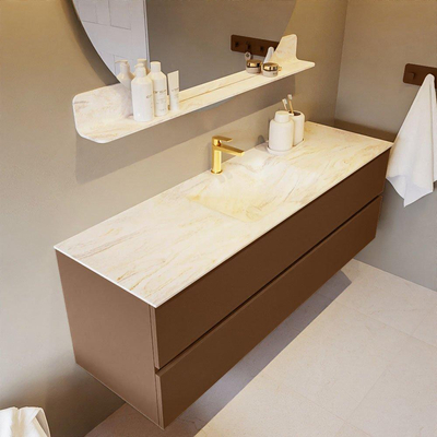 Mondiaz VICA-DLUX ensemble de meuble de salle de bain - 150cm - meuble sous-vasque reposant - 2 tiroirs - lavabo encastré cloud milieu - 1 trou de robinet - version haute de 60cm - ostra