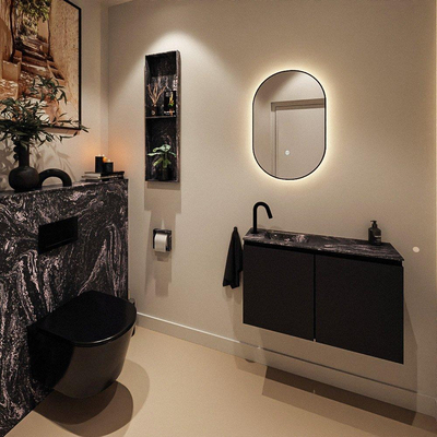 MONDIAZ TURE-DLUX Meuble toilette - 80cm - Urban - EDEN - vasque Lava - position gauche - 1 trou de robinet