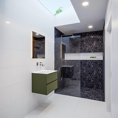 ENSEMBLE DE MEUBLE MONDIAZ VICA - 60cm - 2 tiroirs - lavabo Cloud central - 0 trous de robinet - solid surface army