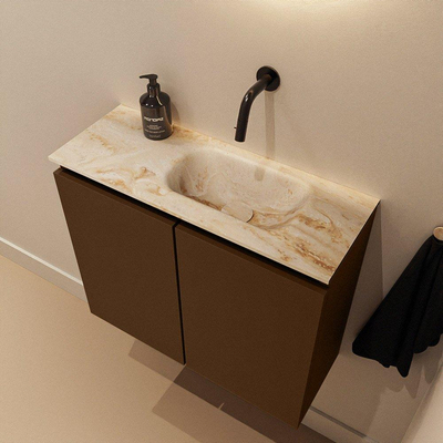 MONDIAZ TURE-DLUX 60cm toiletmeubel Rust. EDEN wastafel Frappe positie rechts. Zonder kraangat.