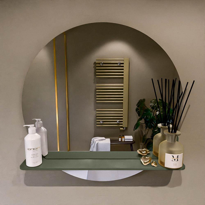 Mondiaz SPOT Miroir de salle de bains - rond 70cm - tablette de miroir - couleur Army