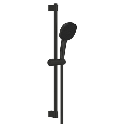 GROHE Tempesta Cube 110 Ensemble barre de douche - 60cm - douchette carrée - 2 types de jets - flexible de douche lisse - noir mat