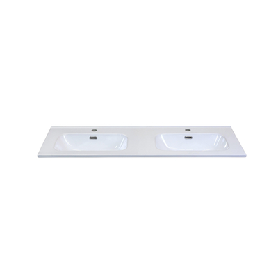H&R Badmeubelen Cover Wastafel - 121x46.5x1.8cm - 2 kraangaten - 2 wasbakken - keramiek wit
