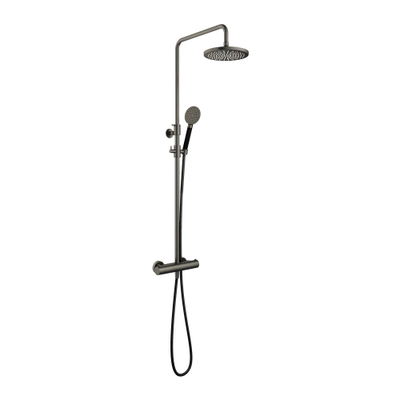Hotbath Cobber Thermostatische regendoucheset - met 20cm ronde hoofddouche ronde handdouche - mat/glans verouderd ijzer (zwart)