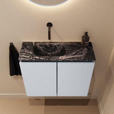 MONDIAZ TURE-DLUX Meuble toilette - 60cm - Clay - EDEN - vasque Lava - position gauche - sans trou de robinet