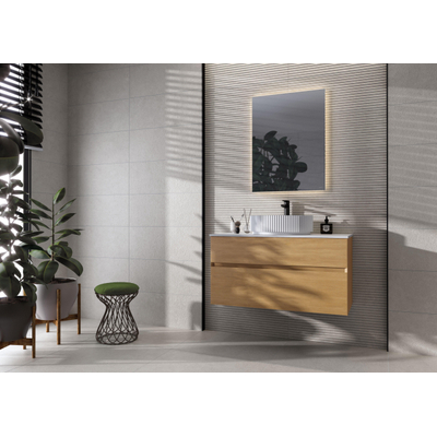 ÉCHANTILLON Terravito Melora carreau mural - 30x75cm - rectifié - effet béton - Pearl mat (gris)