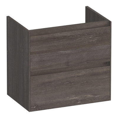 BRAUER Inspire wastafelonderkast ondiep 60 2 softclose lades - greeploos - 1 sifon uitsparing - Driftwood