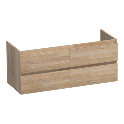 BRAUER Joy Meuble sous-lavabo 120 4 tiroirs softclose - sans poignées - 2 découpes pour siphon - chêne massif - chêne abouté gris