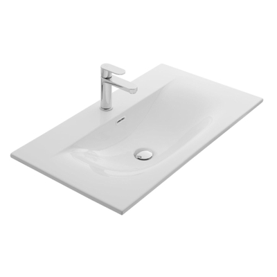 Thebalux Wastafel soft 80cm keramiek 1x kom 1x kraangat