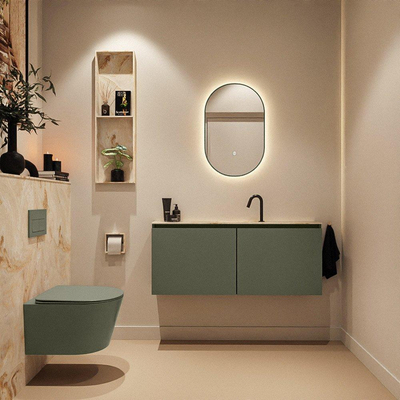 MONDIAZ TURE-DLUX Meuble de toilette 120 cm Army. EDEN lavabo Frappe position milieu. Avec 1 trou de robinet.