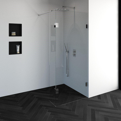 BRAUER Void inloopdouche helder glas 90x200 met 30 zijwand incl. glascoating chroom