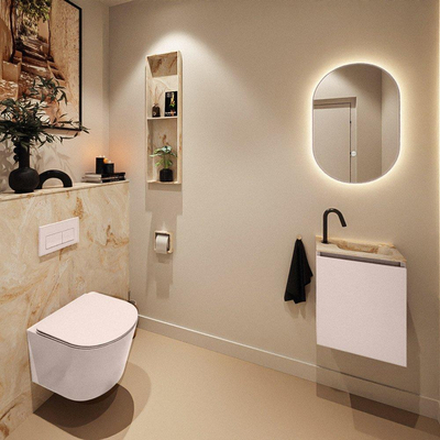 MONDIAZ TURE-DLUX 40cm toiletmeubel Rosee. EDEN wastafel Frappe positie rechts. Met 1 kraangat.