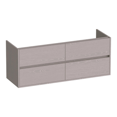 BRAUER Adore meuble sous-lavabo - 140x46x55cm - 4 tiroirs softclose - sans poignée - 2 découpes pour siphon - Timber Greige