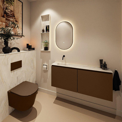 MONDIAZ TURE-DLUX meuble WC 120 cm Rust. EDEN lavabo Ostra position gauche. Sans trou de robinet.