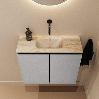 MONDIAZ TURE-DLUX 60cm toiletmeubel Plata. EDEN wastafel Frappe positie midden. Zonder kraangat.