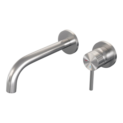 BRAUER Stripe Mitigeur lavabo encastré - bec courbé et rosaces - modèle A1 - couleur inox brossé PVD
