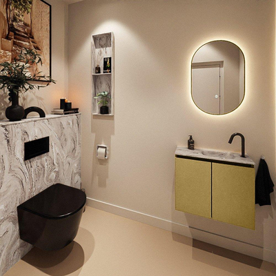 MONDIAZ TURE-DLUX Meuble toilette - 60cm - Oro - EDEN - vasque Glace - position droite - 1 trou de robinet