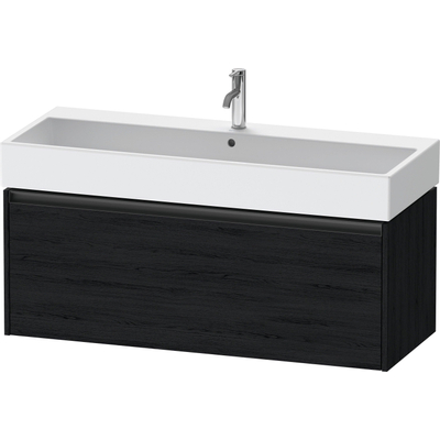 Duravit Ketho.2 Wastafelonderbouwkast - met 1 lade - voor enkele wastafel - 118.4x46x44cm - met greep antraciet - eiken zwart mat