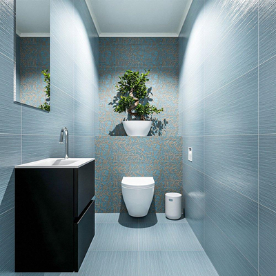 MONDIAZ ADA Toiletmeubel - 40x30x50cm - 1 kraangat - 2 lades - urban mat - wasbak links - Solid surface - Wit