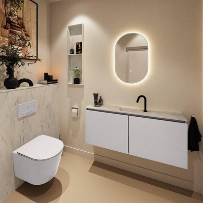 MONDIAZ TURE-DLUX Meuble toilette - 120cm - Cale - EDEN - vasque Opalo - position centrale - 1 trou de robinet