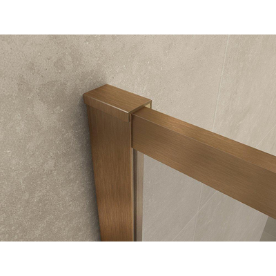 Wiesbaden Square Paroi de douche à l'italienne 900 x 2000 x 8 mm verre clair nano/bronze brossé cuivre