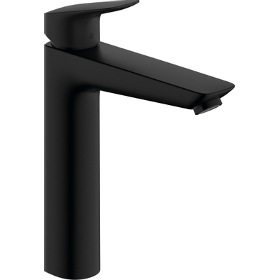 Hansgrohe Logis 1 greeps wastafelkraan - 190 met trekwaste - mat zwart