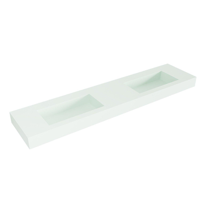 Mondiaz ZINK Vrijhangende wastafel - 200cm - 2 wasbakken - rand 12cm - Greey