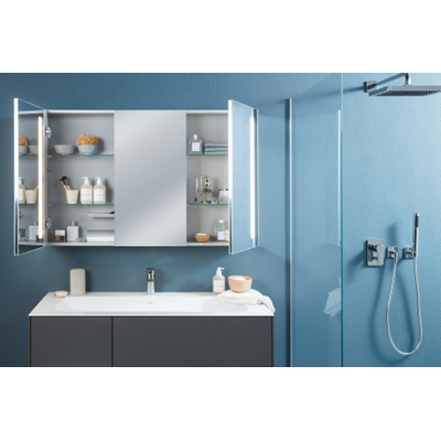 Villeroy & Boch my view 14 My View spiegelkast - met 2 deuren - met geïntegreerde LED verlichting verticaal - 120x75x17.3cm - zilver