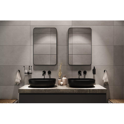 Miroir HCK Deco Coin Rond Noir 50x80cm 3cm 3pp