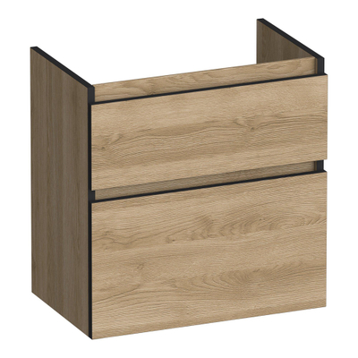 BRAUER Delight Edge meuble sous-lavabo peu profond 60 2 tiroirs softclose - sans poignée - 1 découpe pour siphon - Sunlit