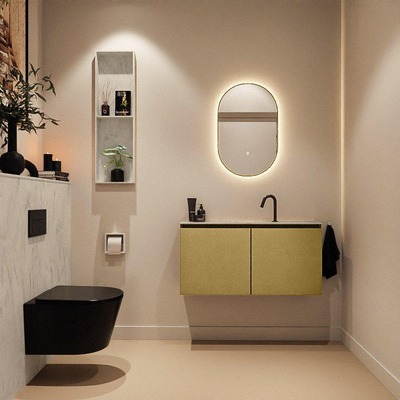 MONDIAZ TURE-DLUX Meuble de toilettes 100cm Oro. EDEN vasque Opalo position milieu. Avec 1 trou de robinet.