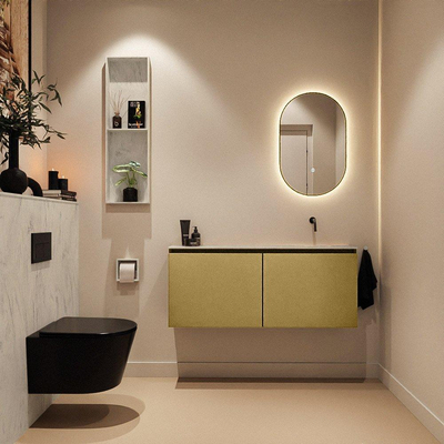 MONDIAZ TURE-DLUX meuble WC 120 cm Oro. EDEN vasque Opalo position droite. Sans trou de robinet.