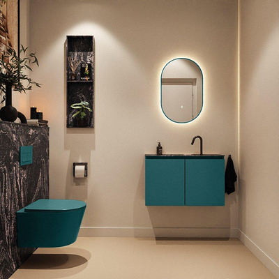 MONDIAZ TURE-DLUX Meuble toilette - 80cm - Smag - EDEN - vasque Lava - position centrale - 1 trou de robinet