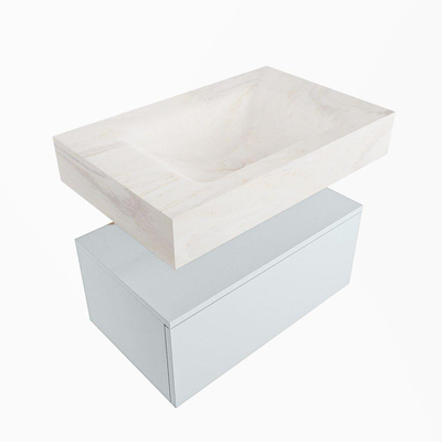 Mondiaz ALAN-DLUX Ensemble de meuble - 70cm - meuble - Clay mat - 1 tiroir - Lavabo Cloud Ostra suspendu - vasque Centre - 1 trou de robinet - Beige