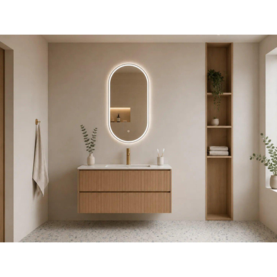Arcqua Oval spiegel - 50x90cm - ovaal - met led verlichting - met verwarming