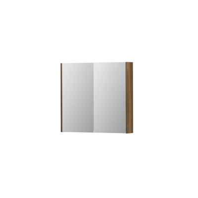 INK SPK2 spiegelkast – 80x74x14 cm – 2 deuren, dubbelzijdige spiegeldeuren – Massief Eiken