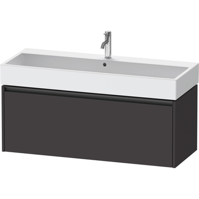 Duravit Ketho.2 Wastafelonderbouwkast - met 1 lade - voor enkele wastafel - 118.4x46x44cm - met greep antraciet - grafiet supermat