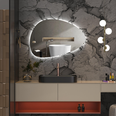 Arcqua Rocker Miroir - 100x55cm - organique - rétroéclairage LED