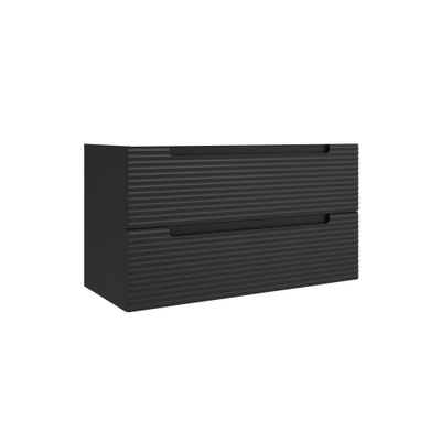 Saniclass Prime Balance Meuble sous lavabo - 100x55x44.9cm - 2 tiroirs - Poignée intégrée - MDF - noir mat