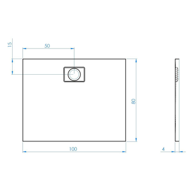 Xenz Flat Zero douchevloer - 100x80x4 - Acryl - wit