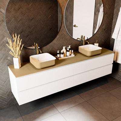 Mondiaz TOP 46 Plan sous vasque - 210x46x0.9cm - compatible comme plan de meuble - solid surface - Oro