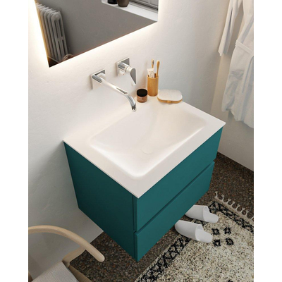 Mondiaz VICA Ensemble de meuble de salle de bain - 60cm - meuble sous-vasque smag - 2 tiroirs - lavabo cloud milieu - sans trou de robinet XL version 60cm haut